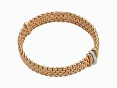 Fope Panorama Armband  mit 3 Ronden  Rosegold mit Brillanten – Armschmuck Armband aus 750 Rotgold.