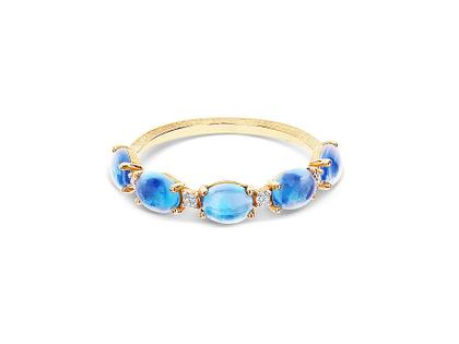 Nanis Dancing in the Rain Azure Ring Gelbgold London  Blue Topas – Ringe Ring mit Besatz aus 750 Gelbgold.