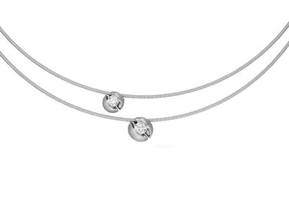 Schaffrath Calla Collier Weißgold 42cm 2-reihig mit Brillanten 0,350ct – Halsschmuck Collier in silber und aus 750 Weißgold.
