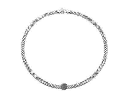 Halsschmuck Collier aus 750 Weißgold und und rhodiniert.