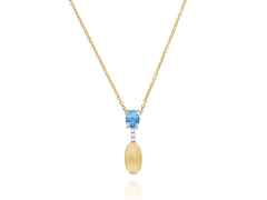 Nanis Dancing in the Rain Azure Collier Gelbgold London Blue Topas – Halsschmuck Collier aus 750 Gelbgold.