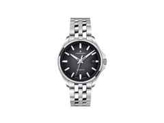 Junghans Meister S Automatic Edelstahl 36mm schwarzes Zifferblatt Metallband – Damenuhren Uhr mit Datum aus Edelstahl. Das Gehäuse ist rund und silber. Das Edelstahlarmband ist silber. Das Zifferblatt ist ein Index in schwarz.