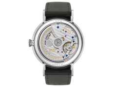 Nomos Glashütte Ludwig neomatik 41 römisches Datum Automatik Edelstahl weißes Zifferblatt schwarzes Lederband – Herrenuhren Uhr mit Datum aus Edelstahl. Das Gehäuse ist rund und silber. Das Lederarmband ist schwarz. Das Zifferblatt ist römisch Index und weiß. – Ansicht 5