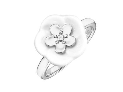 Meissen Blossom Blütenring   Weißgold mit Meissener Porzellan® und Brillant – Ringe Ring mit Besatz aus 750 Weißgold.