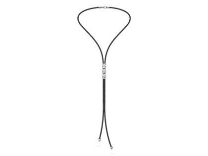 Schaffrath Calla Collier aus schwarzem Leder mit Brillanten 0,360ct – Halsschmuck Collier aus 750 Weißgold, Leder und und .