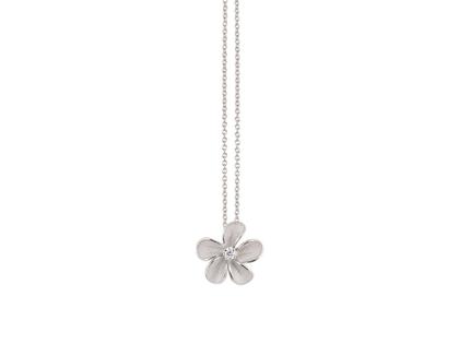 Cammilli Firenze Cherry Bloom Kette mit Anhänger White Ice mit Brillant 0,020ct – Halsschmuck Kette mit Anhänger aus 750 Weißgold.