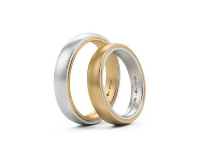 Niessing Trauringpaar Tango Platin und Gelbgold 4,0mm gewölbt – Ringe Trauring aus 750 Gelbgold, 950 Platin und und .