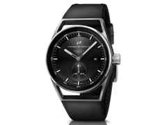 Porsche Design Sport Chrono Subsecond 42 Titan schwarzes Lederband – Herrenuhren Uhr mit Datum aus Titan. Das Gehäuse ist rund und silber. Das Lederarmband ist schwarz. Das Zifferblatt ist ein Index in schwarz. – Ansicht 2