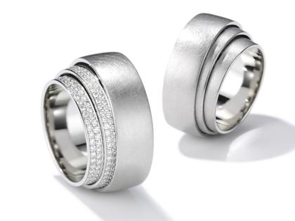 Henrich & Denzel Tenda Platin Damenring 3fach mit Brillanten – Ringe Ring mit Besatz aus 950 Platin.