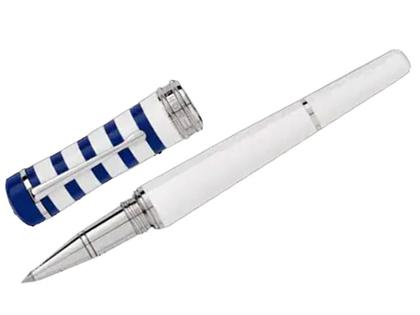 Montblanc Bonheur Weekend Rollerball Edelharz weiß marineblau – Schreibgeräte Rollerball aus Edelharz und platiniert und rhodiniert.