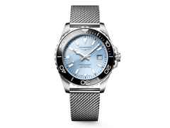 Longines HydroConquest Automatik Edelstahl 42mm blaues Zifferblatt Metallband – Herrenuhren Uhr mit Datum aus Edelstahl. Das Gehäuse ist rund und silber. Das Edelstahlarmband ist silber. Das Zifferblatt ist ein Index in blau.