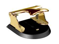 El Casco Locher aus Stahl schwarz und vergoldet – Büroaccessoires Locher in gelbgold und vergoldet. – Ansicht 2