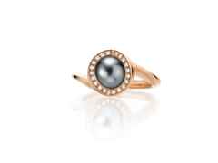 Jörg Heinz Mystery Sphere Ring Roségold mit Tahitiperle und Brillanten 0,180ct – Ringe Ring mit Besatz aus 750 Rotgold, 750 Weißgold und und .