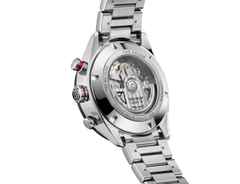 TAG Heuer Carrera Chronograph Automatik Edelstahl 44mm schwarzes Zifferblatt Metallband – Herrenuhren Chronograph aus Edelstahl und Keramik. Das Gehäuse ist rund und silber. Das Edelstahlarmband ist silber. Das Zifferblatt ist arabisch und schwarz. – Ansicht 3