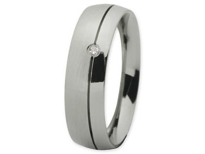 Ernstes Design Ring Nr. 111 R138.6 – Ringe Trauring mit Besatz aus Edelstahl.