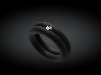André Ribeiro Ring Kautschuk mit Brillant 0,06 – Ringe Ring mit Besatz aus 750 Weißgold, Kautschuk und und .