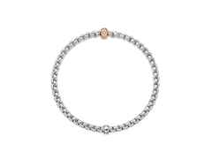 Fope Eka Tiny Flex'It Armband Weißgold mit 1 Roségold-Ronde und Brillanten 0,12ct flexibel – Armschmuck Armband aus 750 Rotgold, 750 Weißgold und und . – Ansicht 2