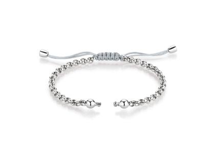 Jörg Heinz Rolo-Armband Weißgold mit Makramee-Verschluss silbergrau 16cm – Armschmuck Armband in silber und aus 750 Weißgold.