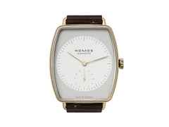 Nomos Glashütte Lux Hermelin Handaufzug Roségold 38,5mm weiß-graues Zifferblatt braunes Lederband – Damenuhren Uhr ohne Datum aus 750 Rotgold. Das Gehäuse ist sonstige Form und roségold. Das Lederarmband ist braun. Das Zifferblatt ist ein Index in grau. – Ansicht 3