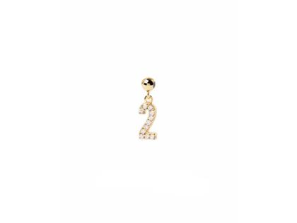 PDPAOLA Charm "2" Silber vergoldet mit Zirkonias – Anhänger Anhänger mit Besatz aus 750 Gelbgold, 925 Silber vergoldet und und .