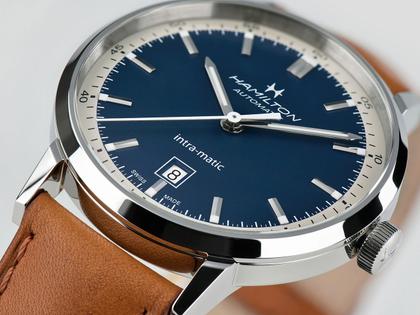 Hamilton Intra-Matic Herrenuhr mit Datum 40 mm blaues Zifferblatt  