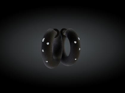 André Ribeiro Creolen Kautschuk mit Brillanten  rund groß 0,14 – Ohrschmuck Creolen aus 750 Weißgold, Kautschuk und und .