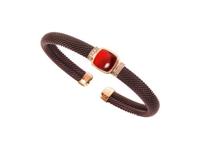 Cédé Creation Milanaise Edelstahl braun Armreif Rotgold – Armschmuck Armreif aus 750 Rotgold, Edelstahl und und .