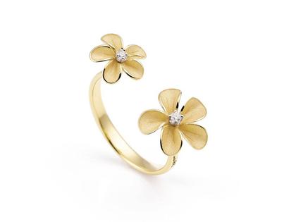 Cammilli Firenze Cherry Bloom Ring Yellow Sunrise mit Brillanten 0,040ct – Ringe Ring mit Besatz aus 750 Gelbgold.