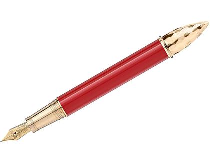 Montblanc 2020 Patron of Art: Limitierte Edition Moctezuma I Füllfederhalter 4810 – Schreibgeräte Füllfederhalter in rot und aus 750 Gelbgold und platiniert. – Ansicht 3