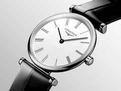 Longines La Grande Classique Quarz Edelstahl 24mm weißes Zifferblatt schwarzes Lederband – Damenuhren Uhr ohne Datum aus Edelstahl. Das Armband ist ein Lederarmband. Der Zifferblatt ist römisch. – Ansicht 2