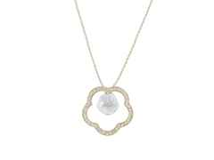 Meissen 1739 Royal Blossom Frame Collier Gelbgold 45cm mit Brillanten 0,500ct – Halsschmuck Collier aus 750 Gelbgold, Porzellan und und .