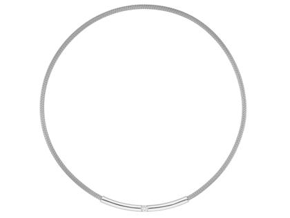Jörg Heinz Infinity Flex-Halsreif "Spalt" Strumpfgeflecht Weißgold 42cm mit Brillant 0,300ct – Halsschmuck Halsreif in silber und aus 750 Weißgold.