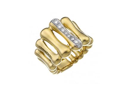 Chimento Bamboo Over Ring Gelbgold mittel gleichlaufend mit Brillanten 0,134ct – Ringe Ring mit Besatz aus 750 Gelbgold, 750 Weißgold und und .