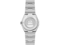 Omega Constellation Quarz Edelstahl  poliert 28mm schwarzes Zifferblatt Diamanten Metallband – Damenuhren Uhr ohne Datum aus Edelstahl. Das Gehäuse ist rund und silber. Das Edelstahlarmband ist silber. Das Zifferblatt ist ein Index in schwarz. – Ansicht 2