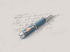 Montblanc Writers Edition                     2025: Johann Wolfgang von Goethe Limited Edition Rollerball – Schreibgeräte Rollerball in blau und aus Edelharz, Metall, platiniert und vergoldet. – Ansicht 2