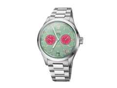 Oris Big Crown Calibre 113 Handaufzug Edelstahl 43mm grünes Zifferblatt Metallband – Herrenuhren Uhr mit Datum aus Edelstahl. Das Gehäuse ist rund und silber. Das Edelstahlarmband ist silber. Das Zifferblatt ist arabisch Index und grün.