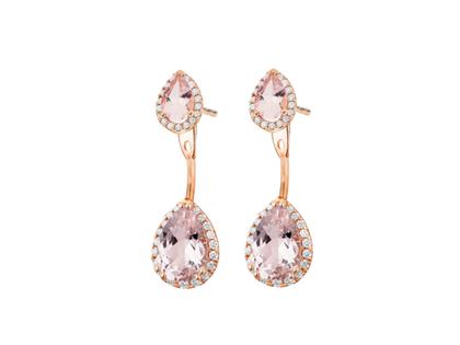 Capolavoro Espressivo Jennifer Einhänger Roségold mit rosanem Morganit und Brillanten 0,180ct – Ohrschmuck Ohrstecker aus 750 Rotgold. – Ansicht 3