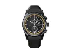 Porsche Design Custom Built Timepieces Watchmakers Choice "SpeedGelb" Chronograph Automatik Titan Schwarz 42mm schwarzes Zifferblatt schwarzes Lederband – Herrenuhren Chronograph aus Edelstahl, Leder, Titan und Titancarbid beschichtet. Das Gehäuse ist rund und schwarz. Das Lederarmband ist schwarz. Das Zifferblatt ist ein Index in schwarz.