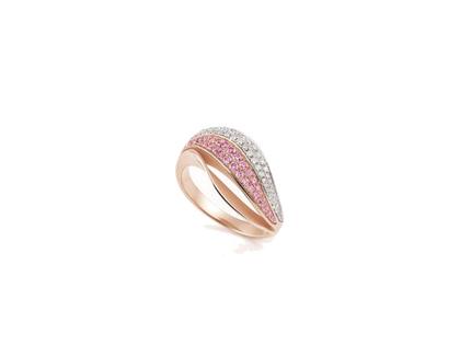 Cammilli Firenze Velaa Pavé Ring Pink Champagne Gold mit rosafarbenen Saphiren und Brillanten 0,200ct – Ringe Ring aus 750 Rotgold.