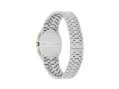 Gucci 25H Quarz Edelstahl 30mm goldenes Zifferblatt Metallband YA163502 – Damenuhren Uhr ohne Datum aus 750 Gelbgold, Edelstahl und vergoldet. Das Gehäuse ist rund und silber-gelbgold. Das Edelstahlarmband ist silber. Das Zifferblatt ist ohne Zeichen und gelbgold. – Ansicht 2