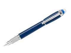 Montblanc StarWalker Blue Planet Precious Resin  Füllfederhalter M blaues Edelharz platiniert – Schreibgeräte Füllfederhalter in blau und aus 585 Gelbgold, Edelharz, Metall, platiniert und rhodiniert.