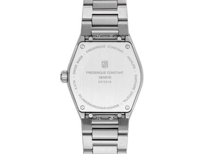 Frederique Constant Highlife Ladies Quarz Edelstahl 31mm silberfarbenes Zifferblatt Metallband – Damenuhren Uhr mit Datum aus Edelstahl. Das Gehäuse ist rund und silber. Das Edelstahlarmband ist silber. Das Zifferblatt ist ein Index in silber. – Ansicht 2