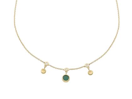 Chimento Armillas Glow Collier Gelbgold 45cm mit Brillanten 0,150ct und Malachit – Halsschmuck Collier aus 750 Gelbgold.