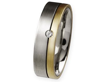 Ernstes Design Ring Nr. 303 R52 – Ringe Ring mit Besatz aus 750 Gelbgold.