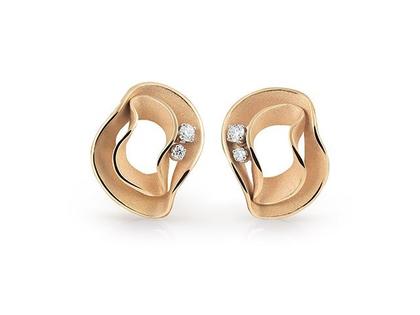 Cammilli Firenze Dune Electa Ohrstecker Orange Apricot Gold mit Brillanten 0,120ct – Ohrschmuck Ohrstecker aus 750 Gelbgold.
