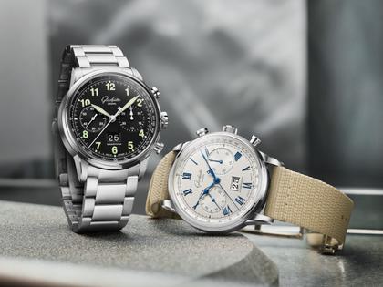 Glashütte Original Senator Chronograph Navigator Automatik Edelstahl 41mm schwarzes Zifferblatt Metallband – Herrenuhren Chronograph aus Edelstahl. Das Gehäuse ist rund und silber. Das Edelstahlarmband ist silber. Das Zifferblatt ist arabisch und schwarz. – Ansicht 12