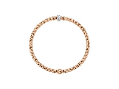 Fope Eka Tiny Flex'It Armband Roségold mit 1 Weißgold-Ronde und Brillanten 0,12ct flexibel – Armschmuck Armband aus 750 Rotgold, 750 Weißgold und und . – Ansicht 2