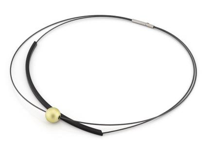 Step by Step Collier Edelstahl anthrazit Aluminium lemon schwarz Kautschuk – Halsschmuck Collier aus Aluminium, Edelstahl, Kautschuk und und .