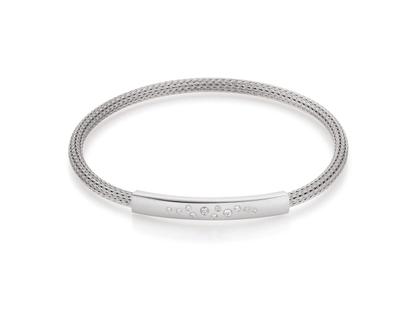 Jörg Heinz Infinity Flex-Armband "Galaxy" Strumpfgeflecht Weißgold 16cm mit Brillanten 0,092ct – Armschmuck Armband aus 750 Weißgold.