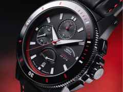 Mühle Glashütte Sportivo Power Chronograph First Edition Automatik Edelstahl Schwarz-IP 42,5mm schwarzes Zifferblatt schwarzes Leder-Kautschukband limitiert – Herrenuhren Chronograph aus Edelstahl, IP beschichtet, Keramik und Leder. Das Gehäuse ist rund und schwarz. Das Lederarmband ist schwarz. Das Zifferblatt ist ein Index in schwarz. – Ansicht 9